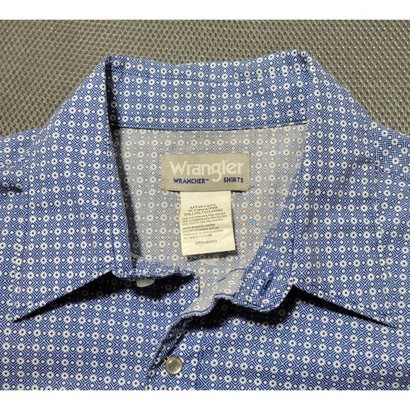 Wrangler Wrancher Blue Plaid Pearl Snap Shirt WTMH60293 Mens Size XLT - Picture 4 of 4